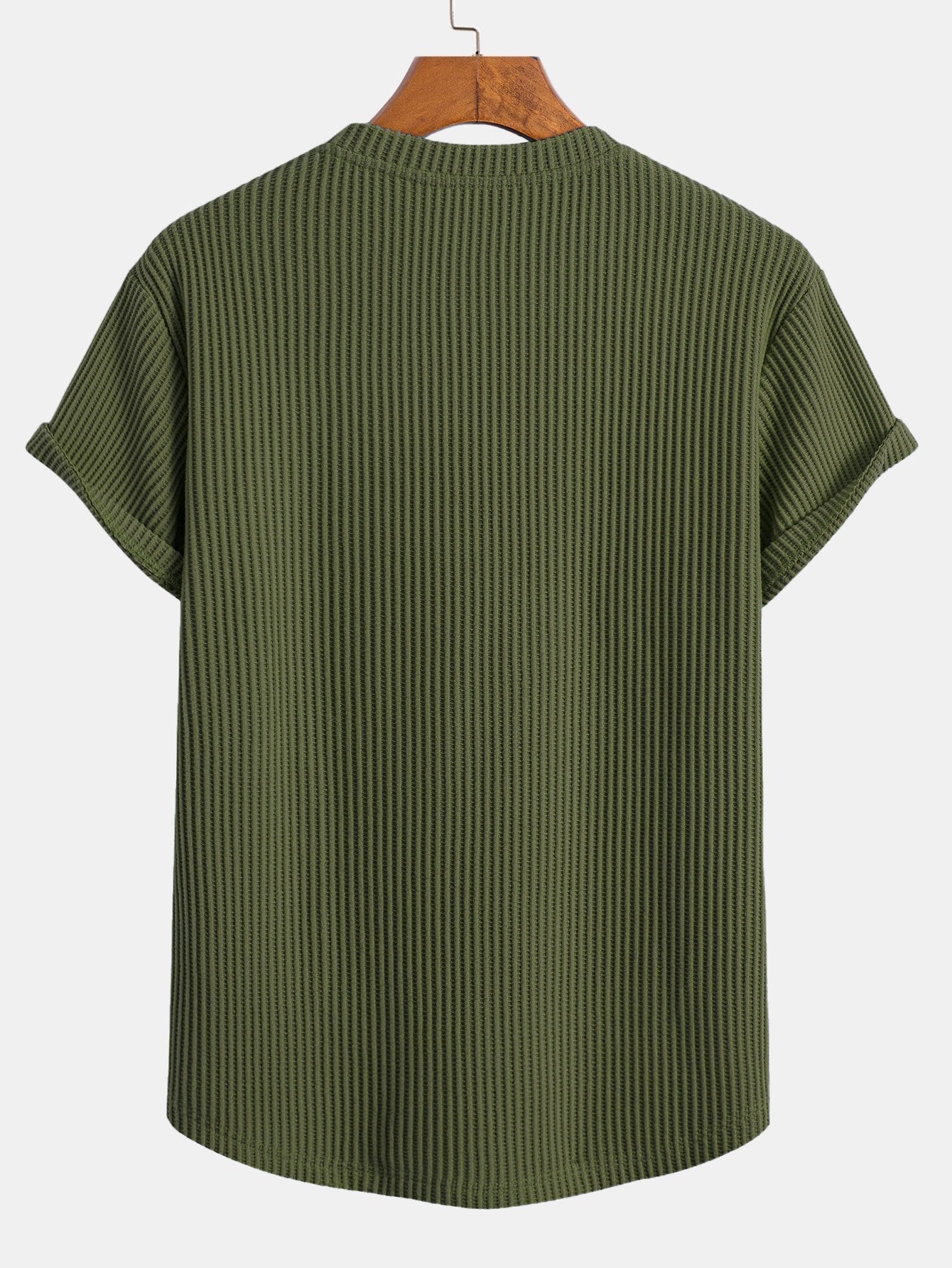 T-shirt met wafelstructuur en gebogen zoom