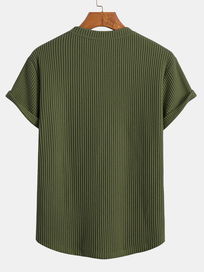 T-shirt met wafelstructuur en gebogen zoom