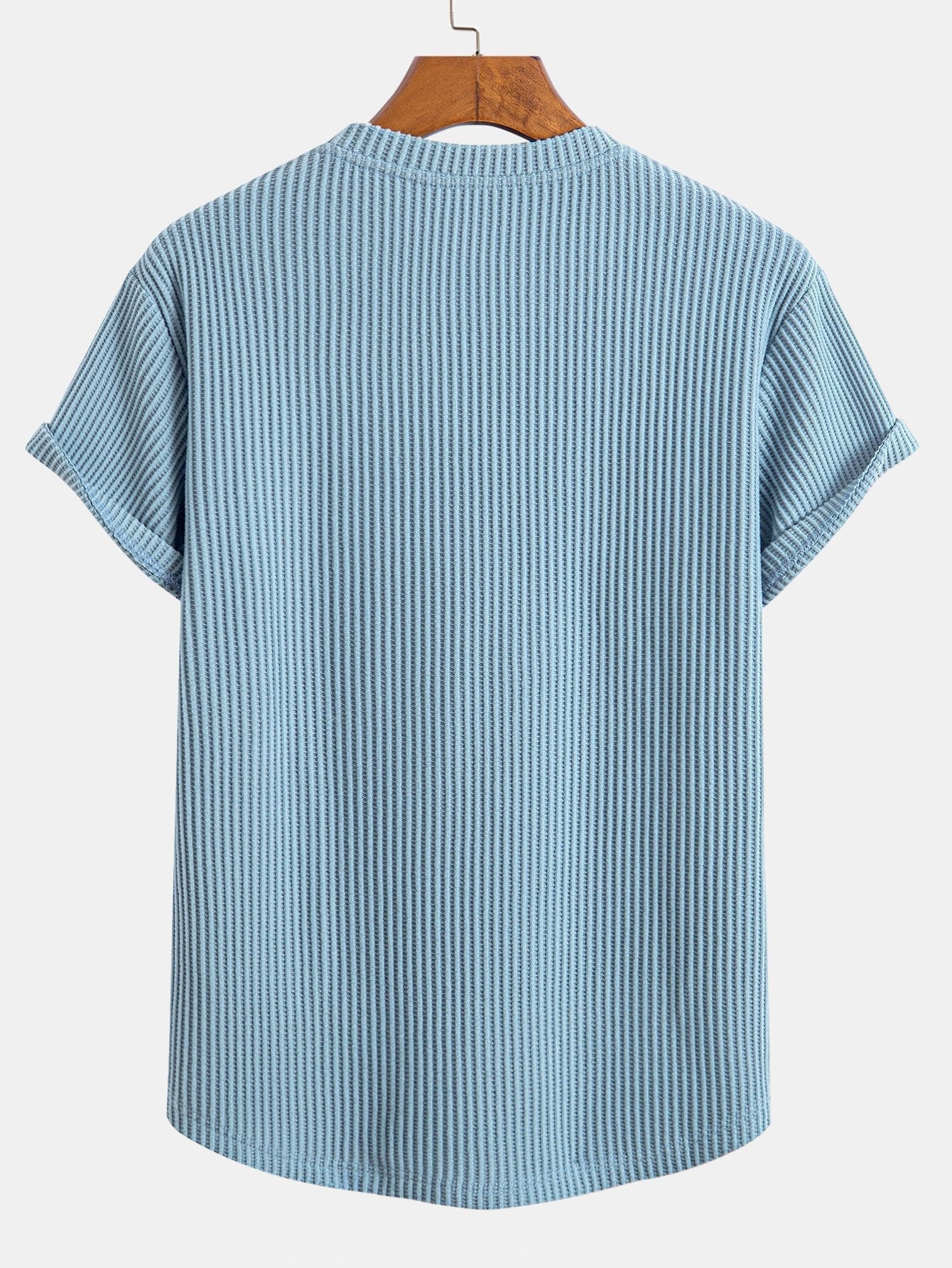 T-shirt met wafelstructuur en gebogen zoom