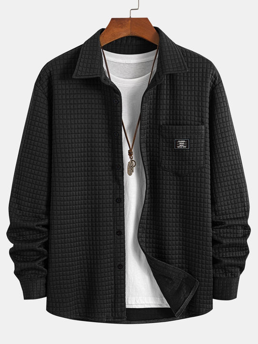 Waffle Knit Button-Up Shirt