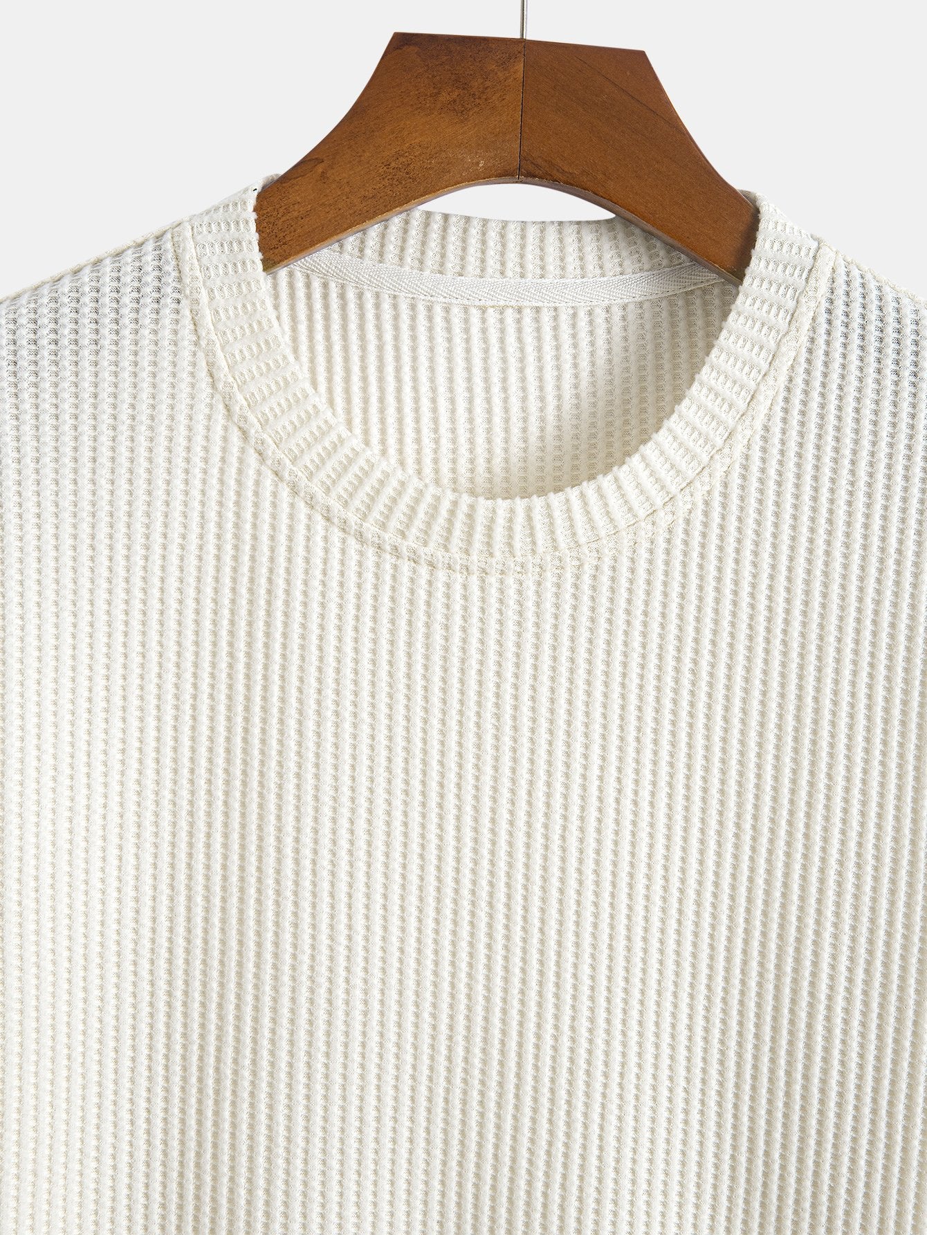 T-shirt met wafelstructuur en gebogen zoom