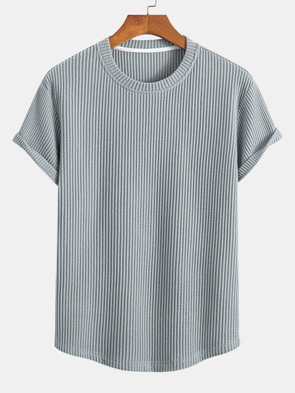 T-shirt met wafelstructuur en gebogen zoom