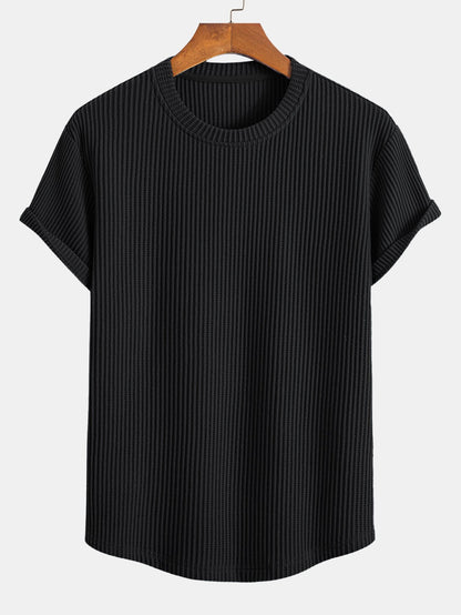 T-shirt met wafelstructuur en gebogen zoom