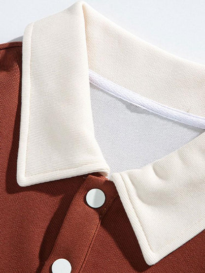 Polo sweatshirt met kleurblokken en patchwork, comfortabele pasvorm.