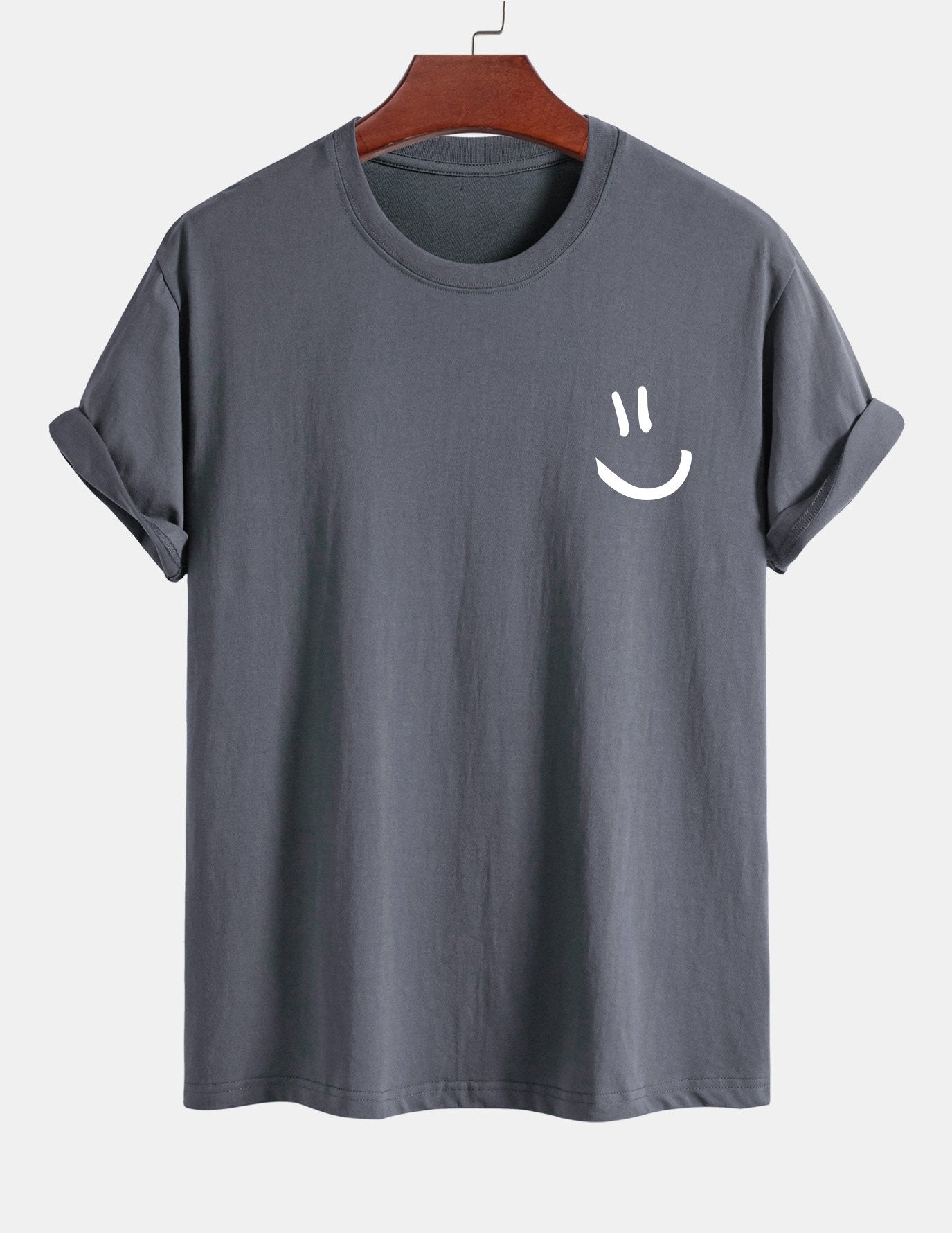 Classic Fit Cotton T-Shirt with Smiley Face Print