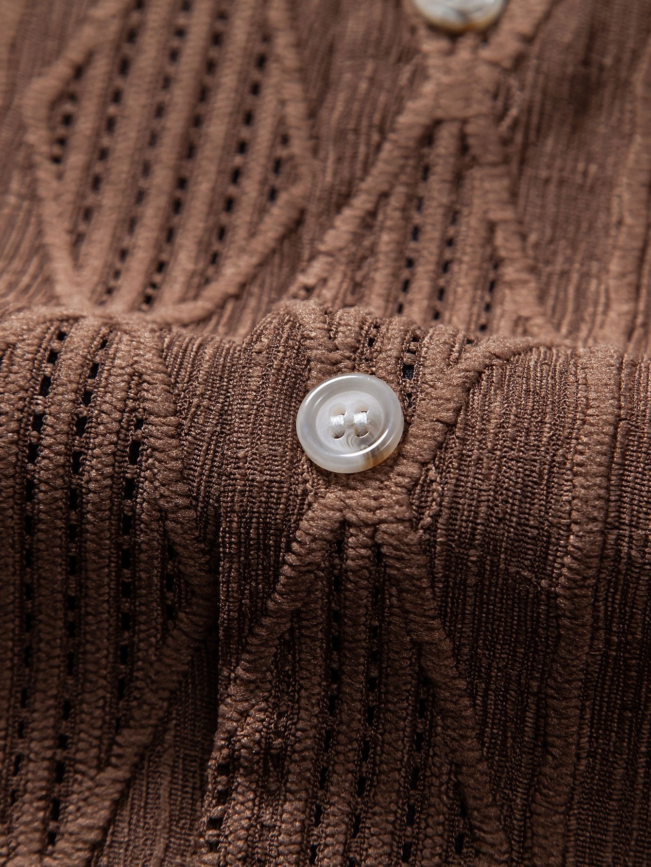 Geometrisch jacquard Cubaans overhemd met rechte linnen broek