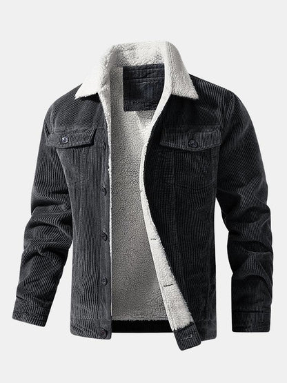 Katoenen corduroy jas met teddyfleece voering