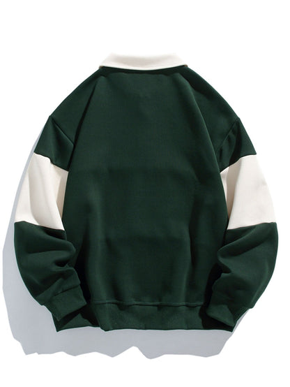Polo sweatshirt met kleurblokken en patchwork, comfortabele pasvorm.