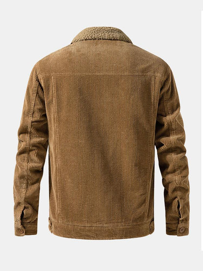 Katoenen corduroy jas met teddyfleece voering
