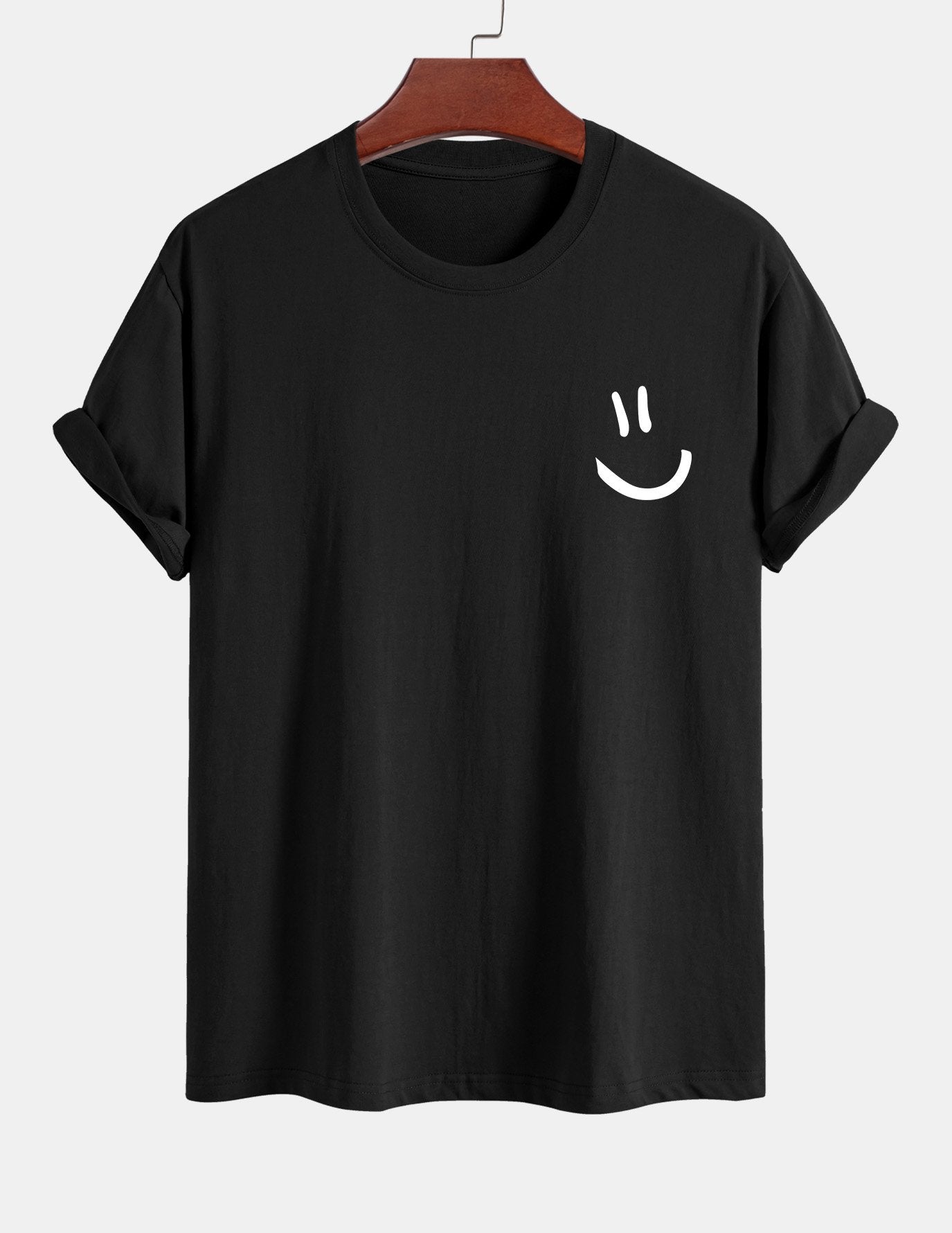 Classic Fit Cotton T-Shirt with Smiley Face Print