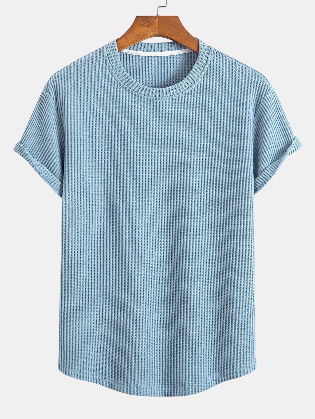 T-shirt met wafelstructuur en gebogen zoom