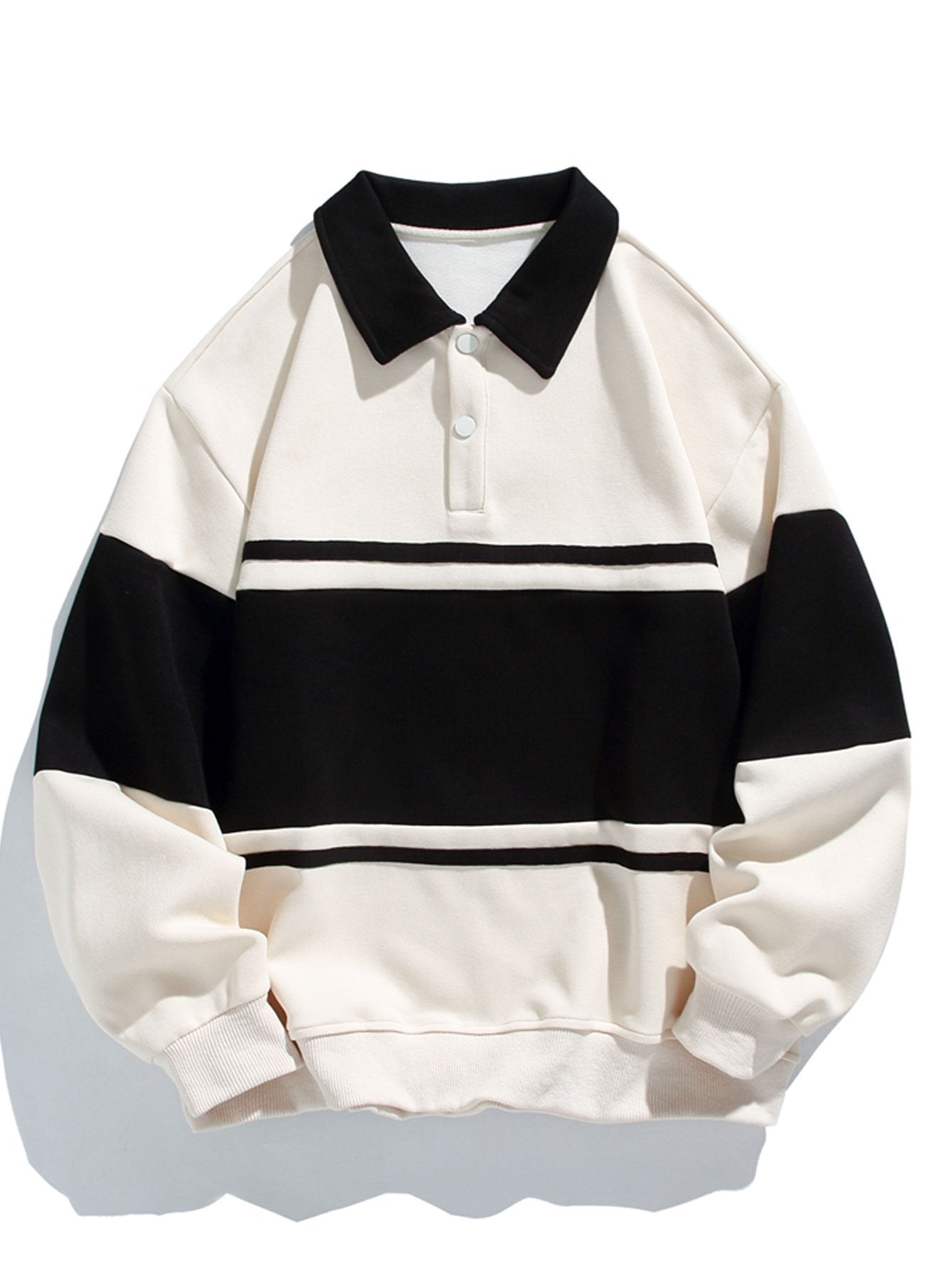 Polo sweatshirt met kleurblokken en patchwork, comfortabele pasvorm.