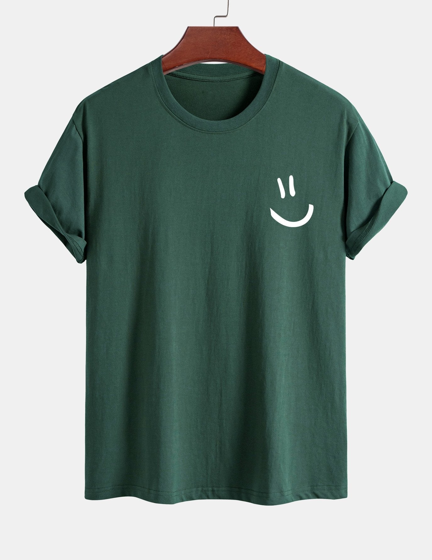 Classic Fit Cotton T-Shirt with Smiley Face Print