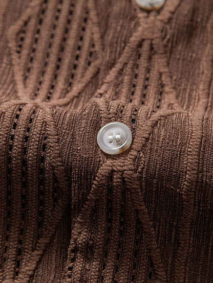 Cubaanse blouse met geometrisch jacquardpatroon