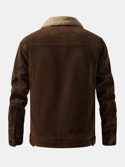 Katoenen corduroy jas met teddyfleece voering