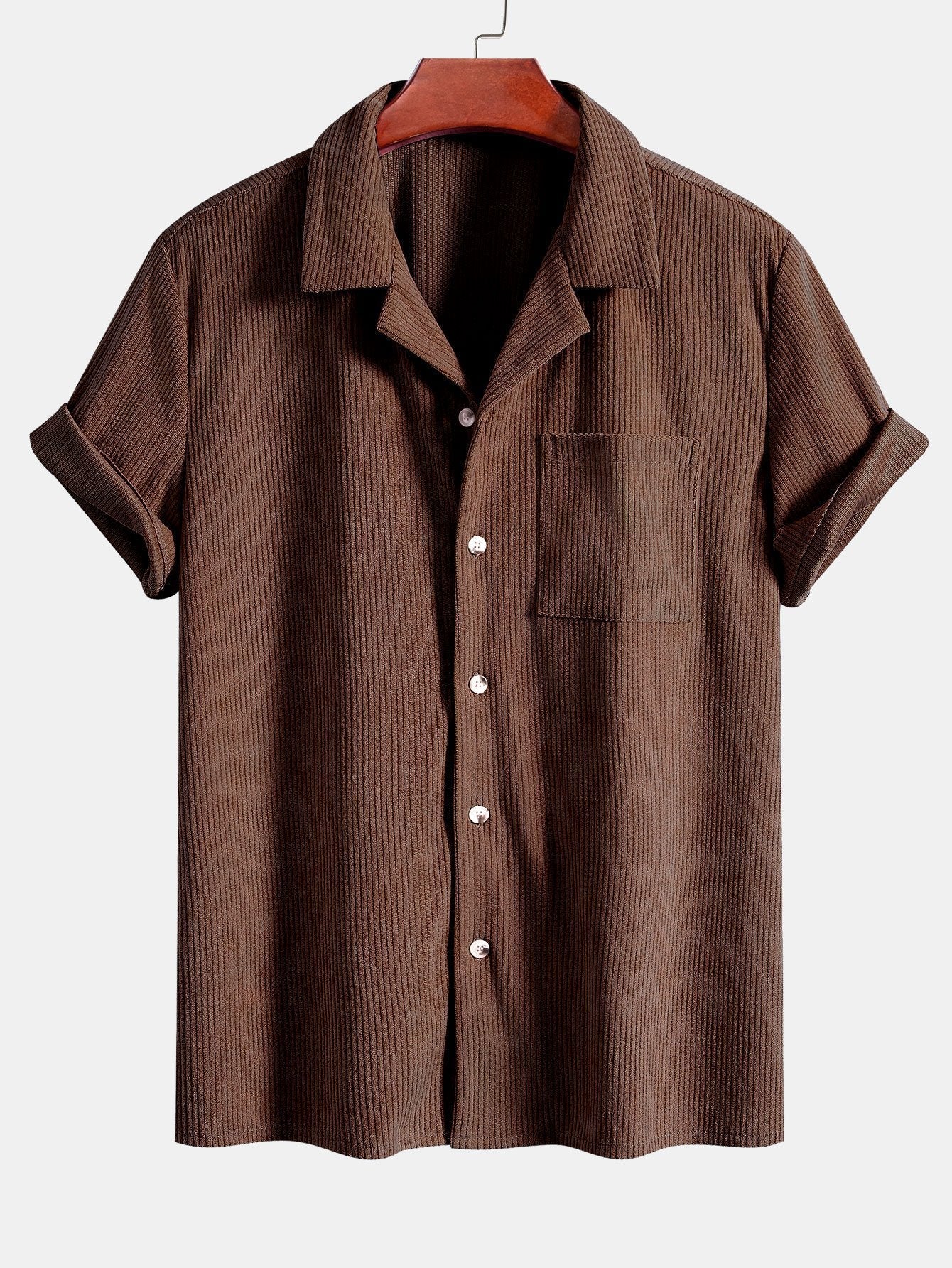 Corduroy Cubaans overhemd en shortset met korte mouwen
