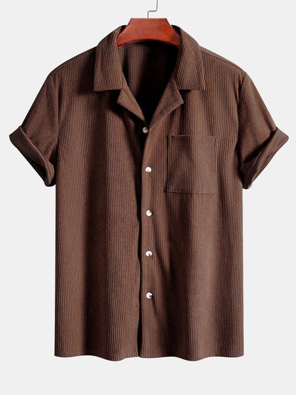 Corduroy Cubaans overhemd en shortset met korte mouwen