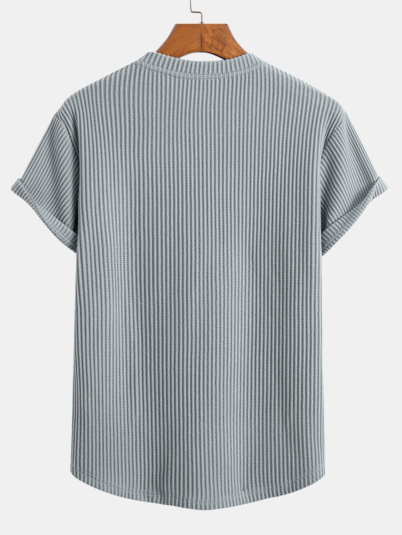 T-shirt met wafelstructuur en gebogen zoom