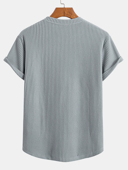 T-shirt met wafelstructuur en gebogen zoom