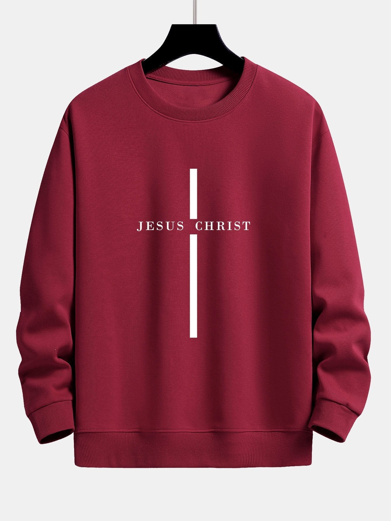 Sweatshirt met relaxte pasvorm en een Jezus Christus-streepmotief.