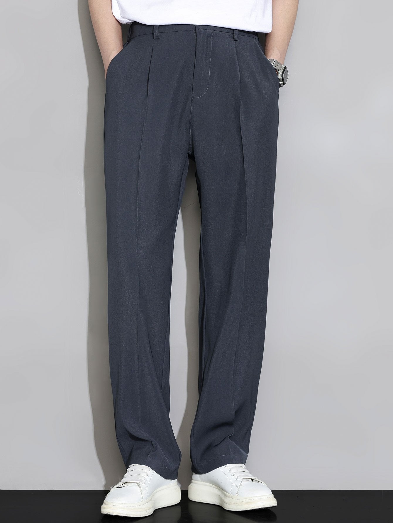 Comfortable Elastic Waist Straight-Leg Pants