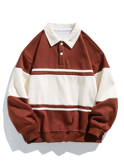 Polo sweatshirt met kleurblokken en patchwork, comfortabele pasvorm.
