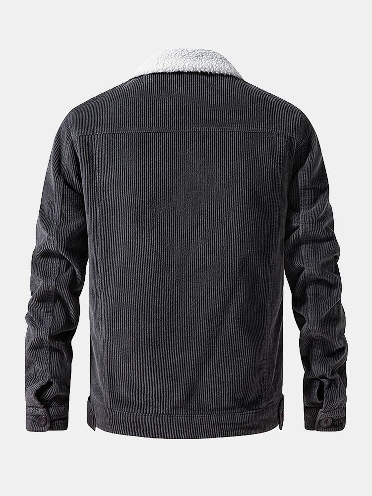 Katoenen corduroy jas met teddyfleece voering