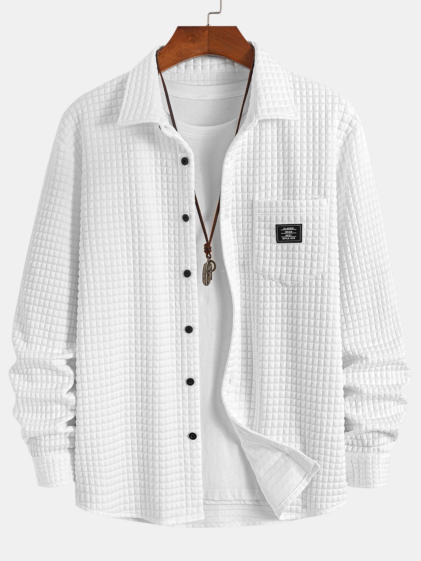 Waffle Knit Button-Up Shirt