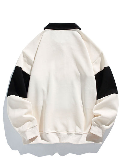 Polo sweatshirt met kleurblokken en patchwork, comfortabele pasvorm.