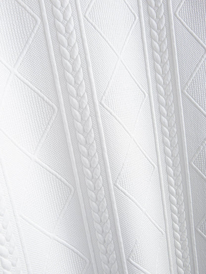 Geometric Jacquard Short Sleeve T-Shirt with Arc Hem & Matching Shorts