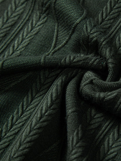 Geometric Rhombus Jacquard Knit Cuban Shirt