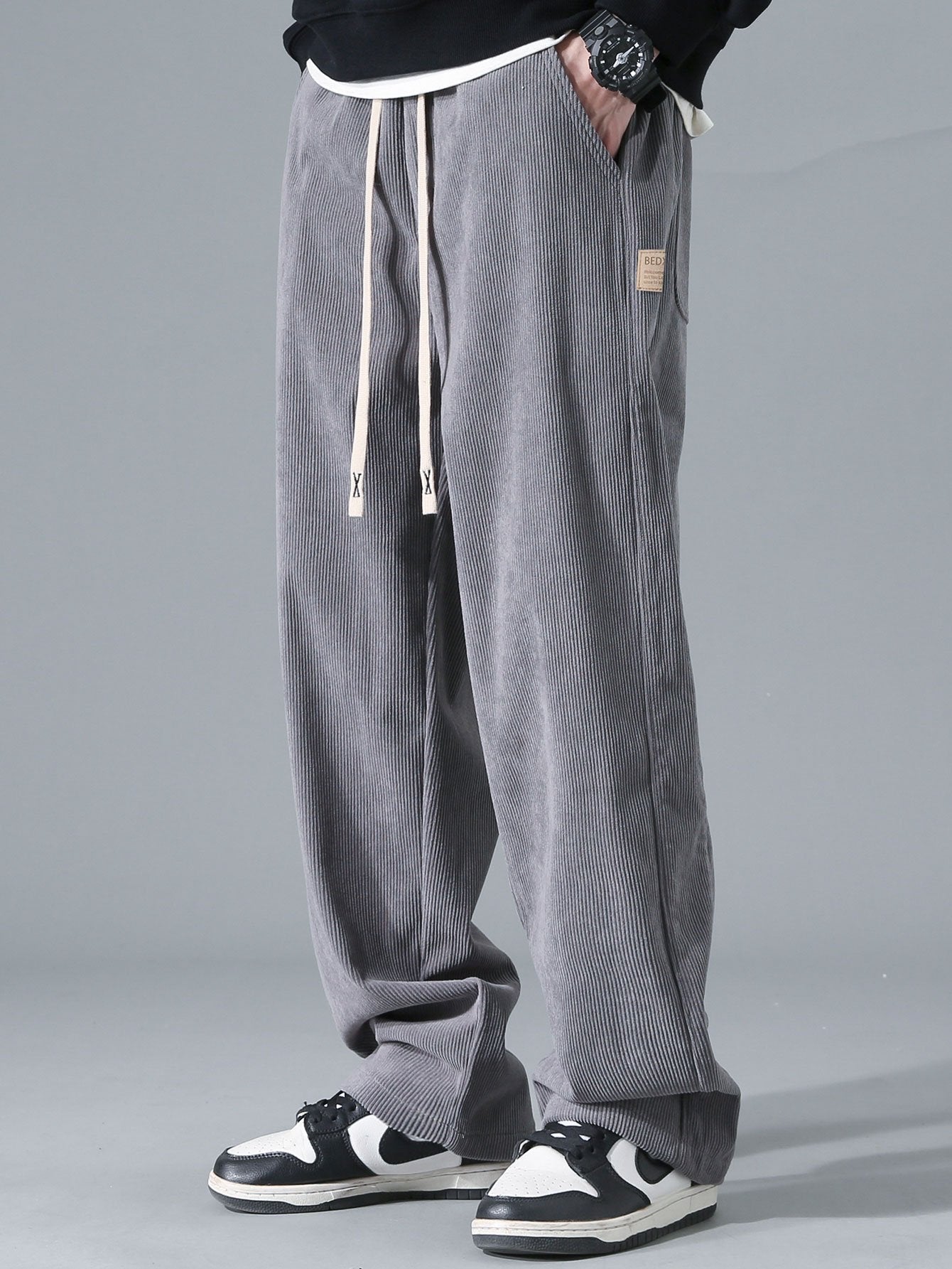 Klassieke corduroy broek met rechte pijpen