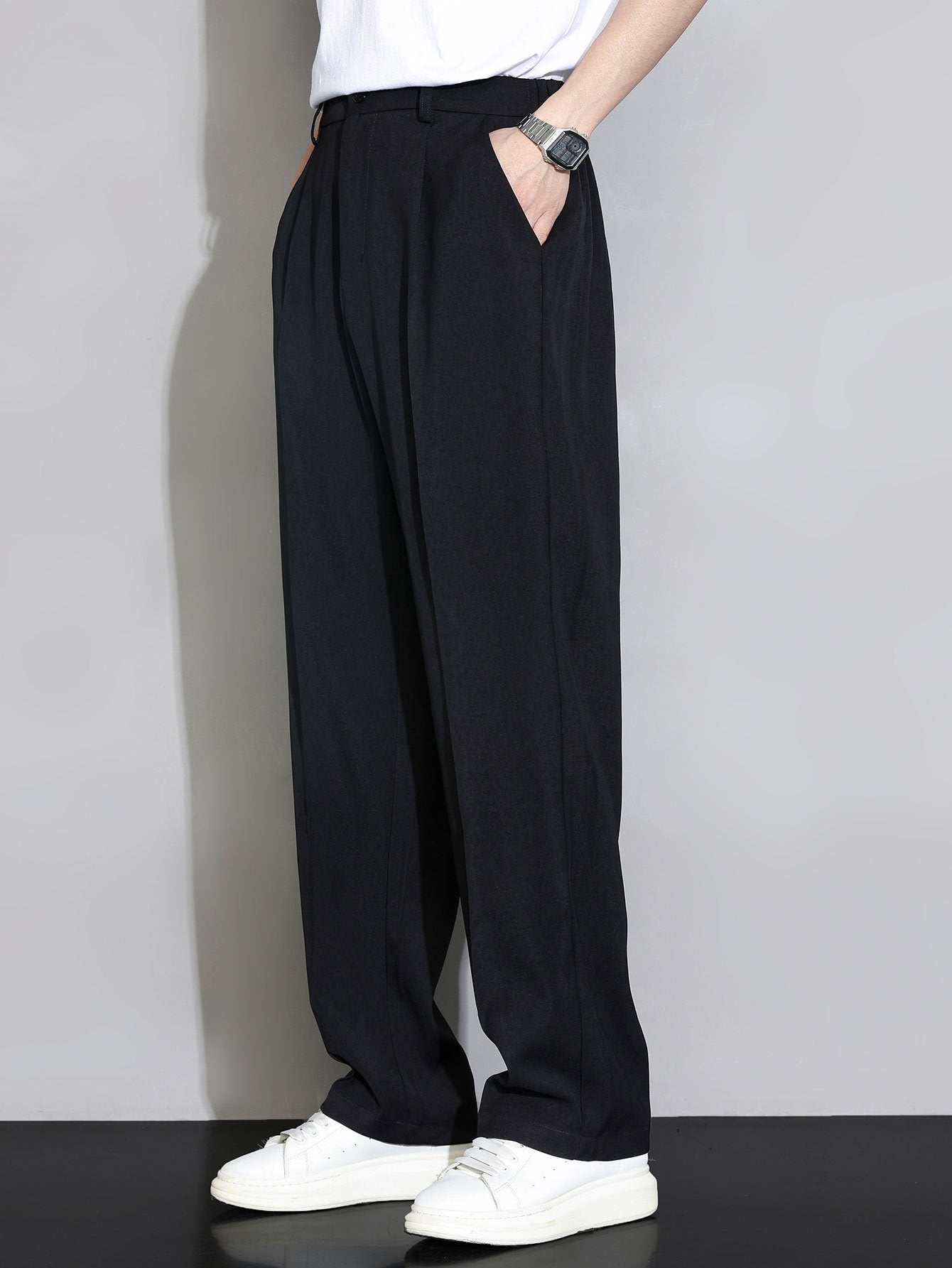 Comfortable Elastic Waist Straight-Leg Pants