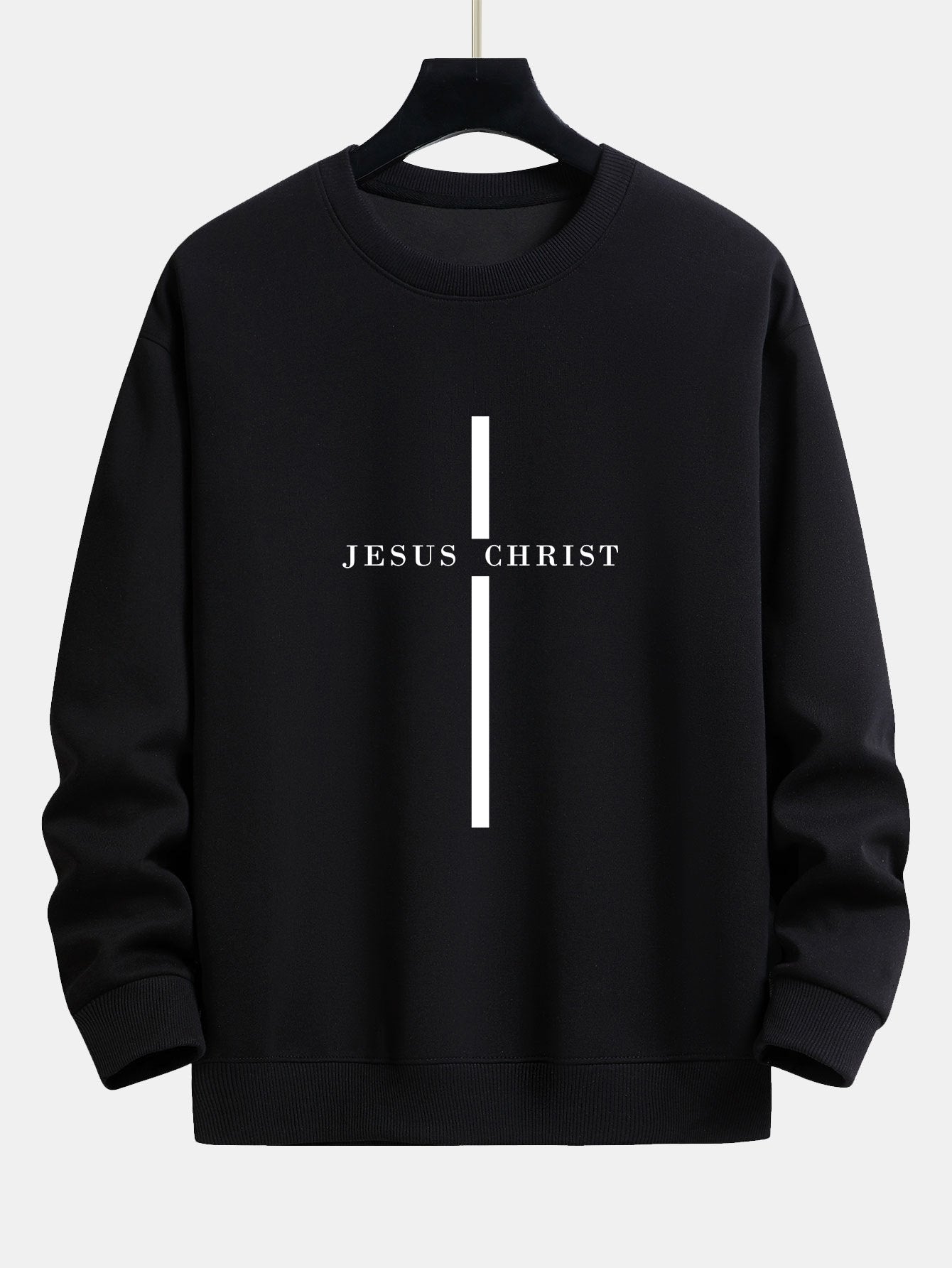 Sweatshirt met relaxte pasvorm en een Jezus Christus-streepmotief.