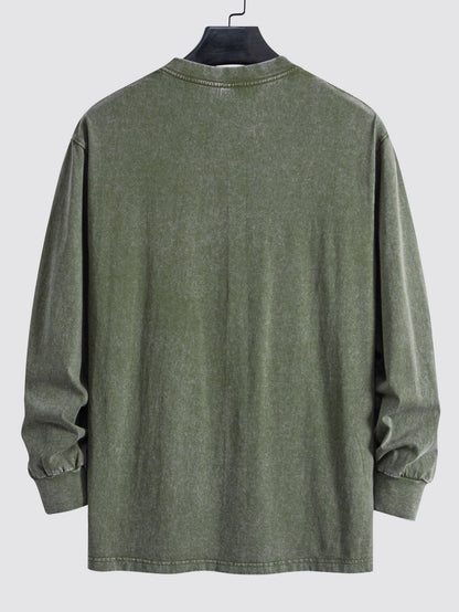 Relaxed Fit T-shirt met lange mouwen en verwassen look
