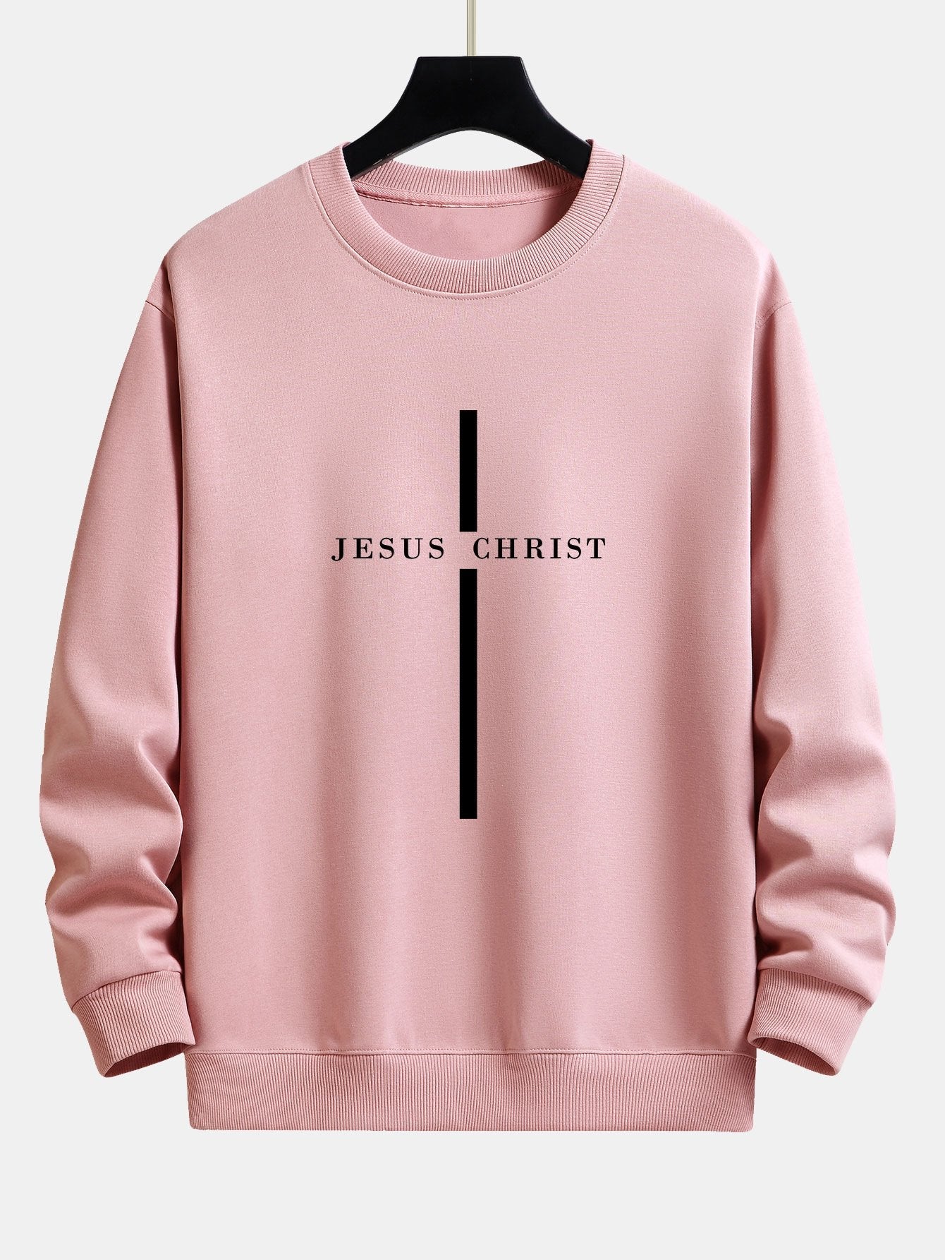Sweatshirt met relaxte pasvorm en een Jezus Christus-streepmotief.
