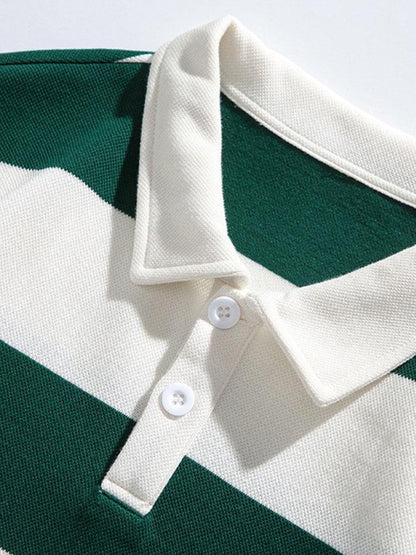 Relaxte pasvorm, polo-sweatshirt met wafelstructuur en brede strepen