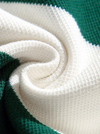 Relaxte pasvorm, polo-sweatshirt met wafelstructuur en brede strepen