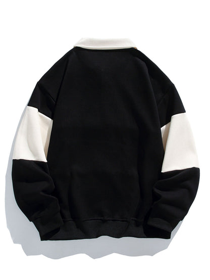 Polo sweatshirt met kleurblokken en patchwork, comfortabele pasvorm.