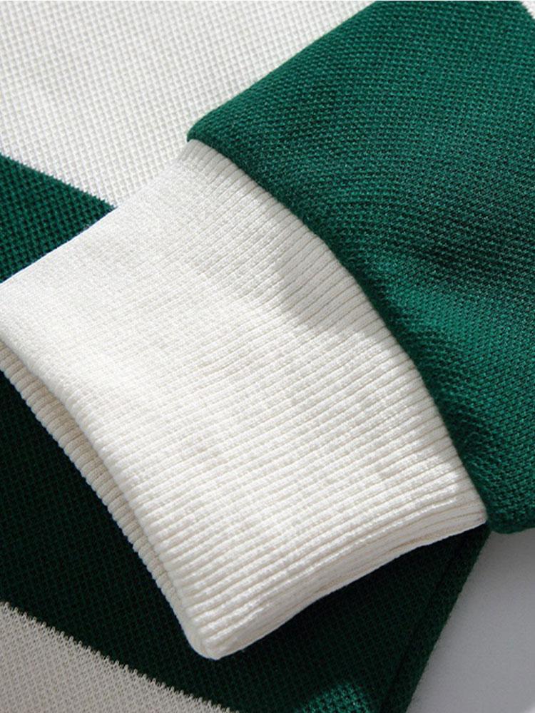 Relaxte pasvorm, polo-sweatshirt met wafelstructuur en brede strepen