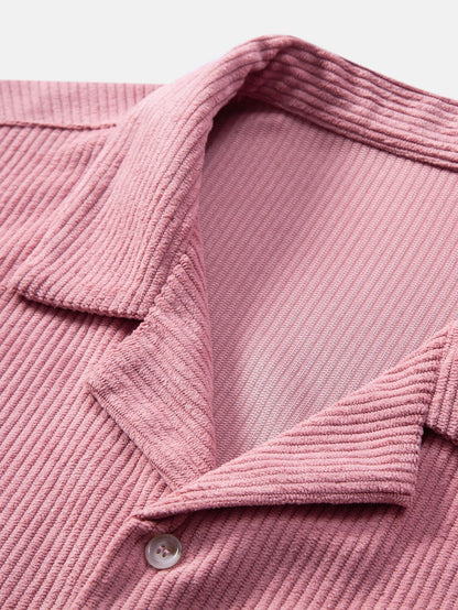 Corduroy Cubaans overhemd en shortset met korte mouwen