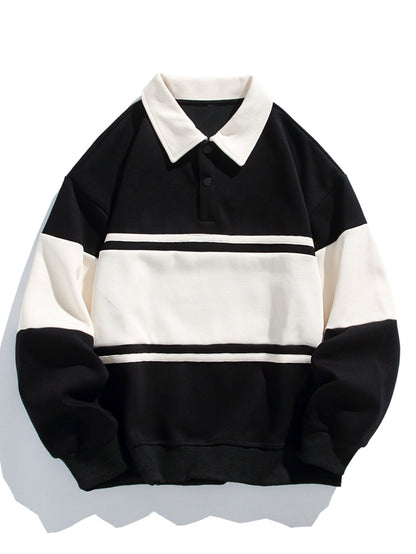 Polo sweatshirt met kleurblokken en patchwork, comfortabele pasvorm.
