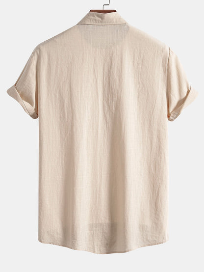 Overhemd in linnenstijl met geometrisch patroon