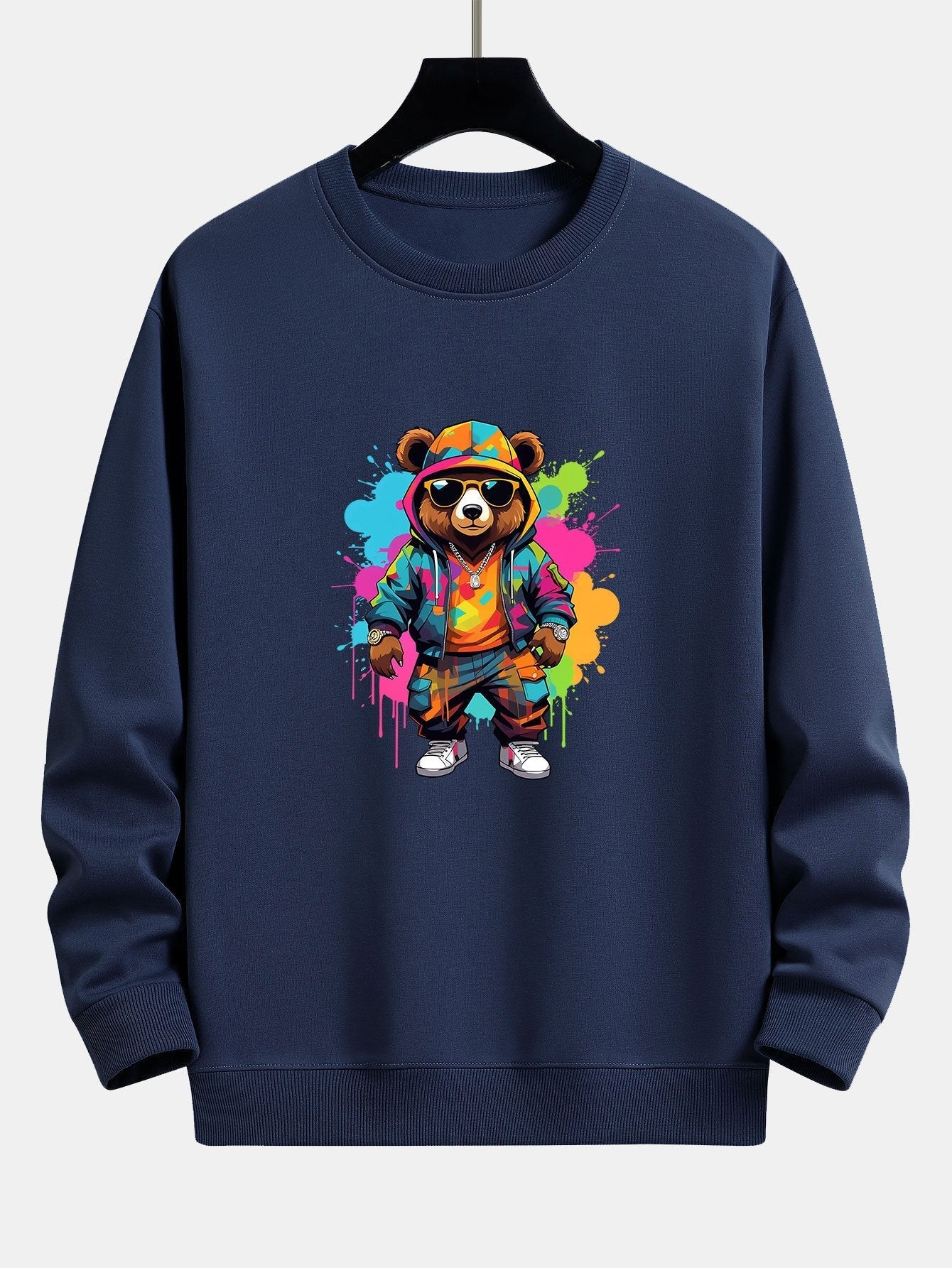 Vibrant Bear Print Relaxed Fit Sweatshirt