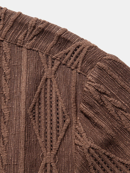 Cubaanse blouse met geometrisch jacquardpatroon