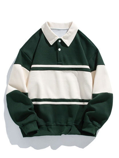 Polo sweatshirt met kleurblokken en patchwork, comfortabele pasvorm.