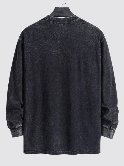 Relaxed Fit T-shirt met lange mouwen en verwassen look