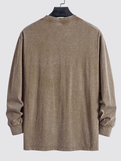 Relaxed Fit T-shirt met lange mouwen en verwassen look