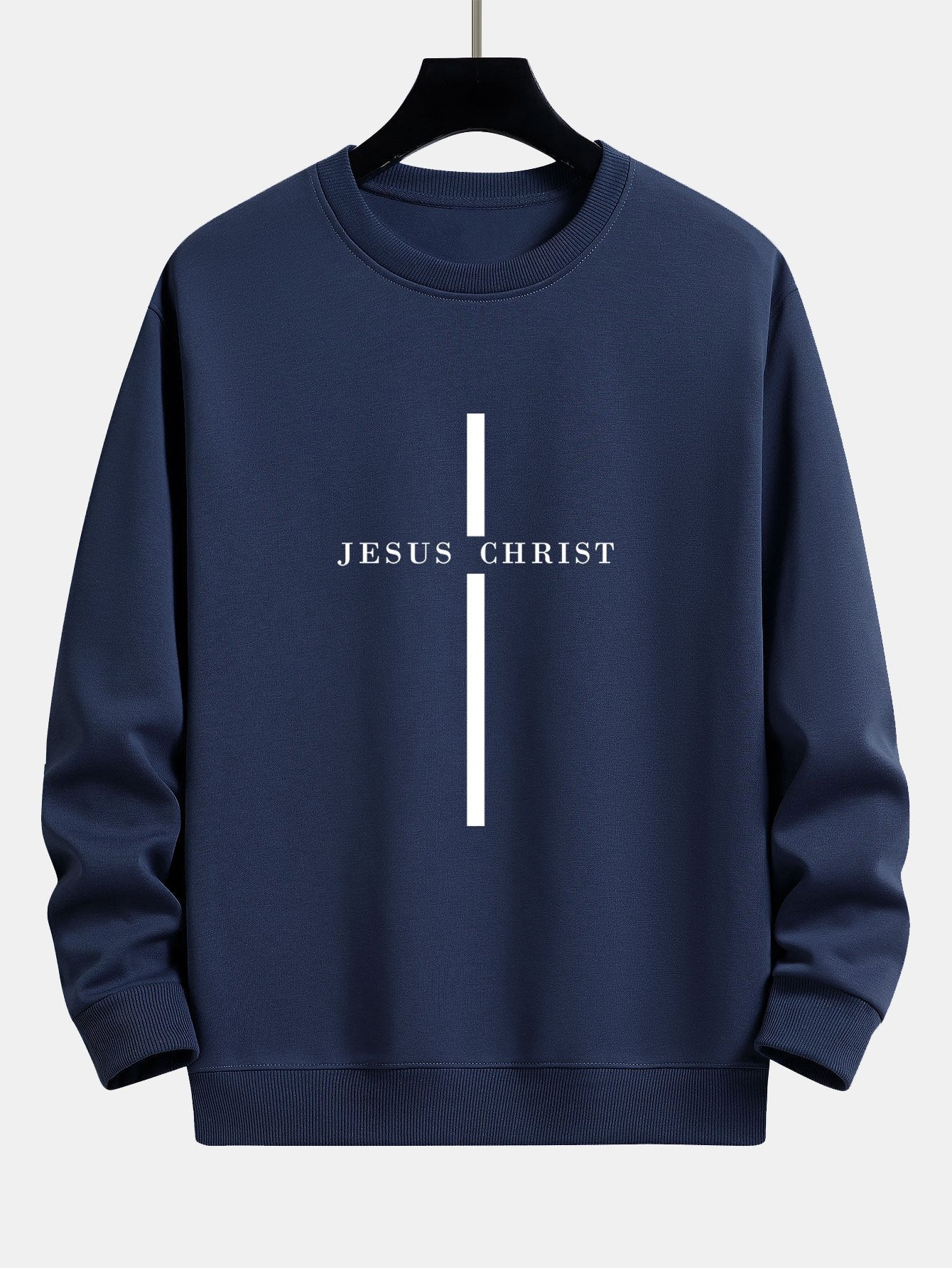 Sweatshirt met relaxte pasvorm en een Jezus Christus-streepmotief.