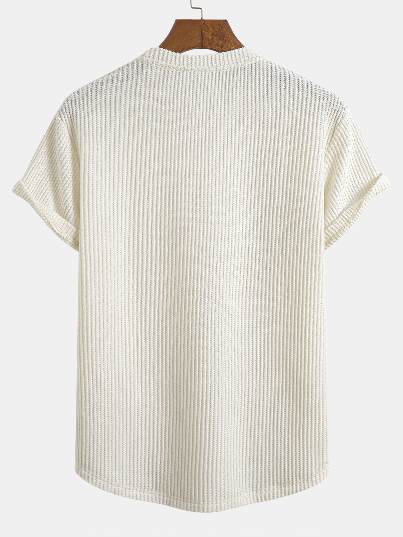 T-shirt met wafelstructuur en gebogen zoom